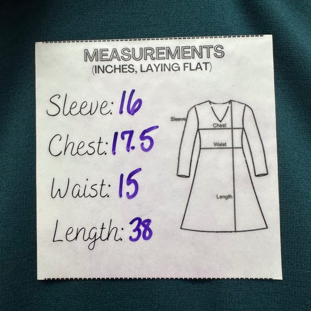 Old Navy Womens Dress Medium Emerald Teal Sheath Ruffle Sleeve Career - Picture 6 of 6